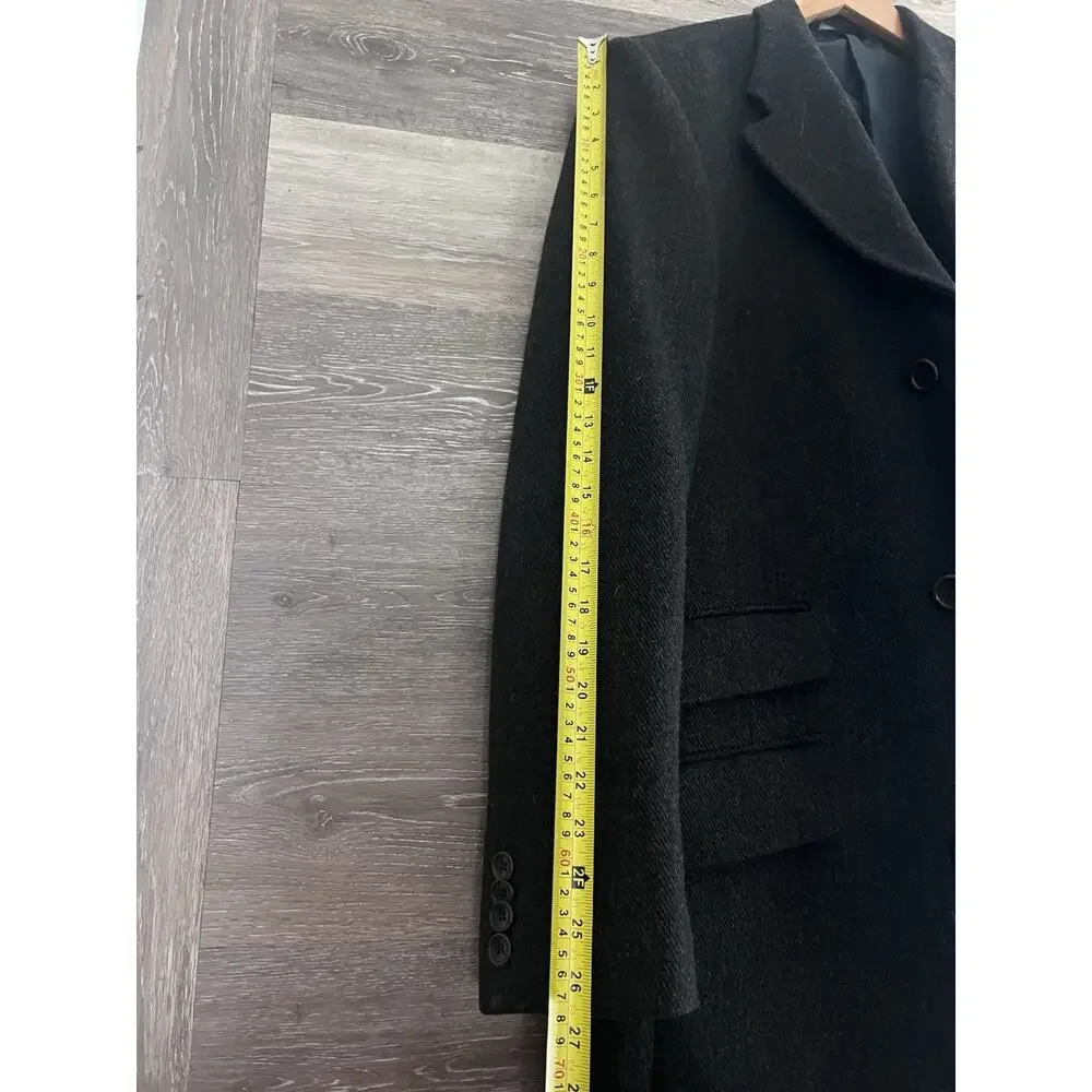 Banana Republic Parka Wool Coat Long Black Men's Large Pockets